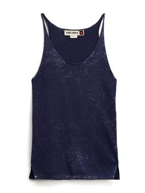 Zara Navy Mineral-Wash Tank Top